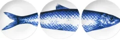 Heinen Delfts Blauw wandbord set keramiek vis 26.5cm delfts blauw 3 stuks