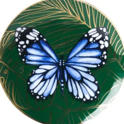 Heinen Delfts Blauw wandbord keramiek vlinder 16cm delfts blauw