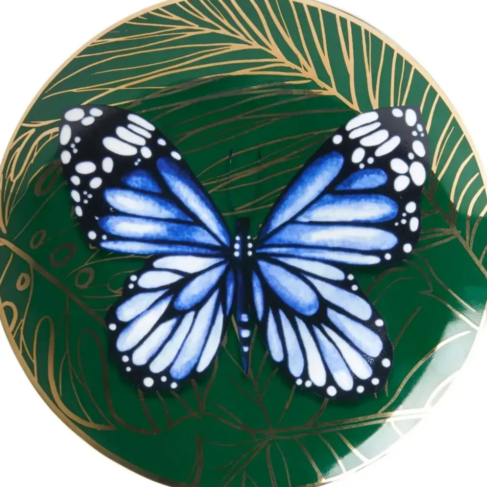 Heinen Delfts Blauw wandbord keramiek vlinder 16cm delfts blauw