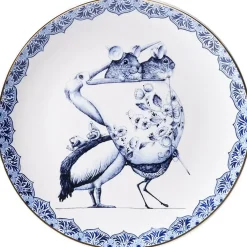 Heinen Delfts Blauw wandbord keramiek pelikaan 26.5cm delfts blauw