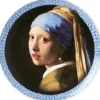 Heinen Delfts Blauw wandbord keramiek meisje met de parel 20.5cm delfts blauw