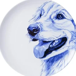 Heinen Delfts Blauw wandbord keramiek golden retriever 26.5cm delfts blauw