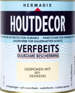 Hermadix houtdecor zijdeglans 750 ml gebroken wit (601) dekkend