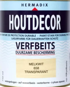 Hermadix houtdecor zijdeglans 750 ml melkwit (658) transparant