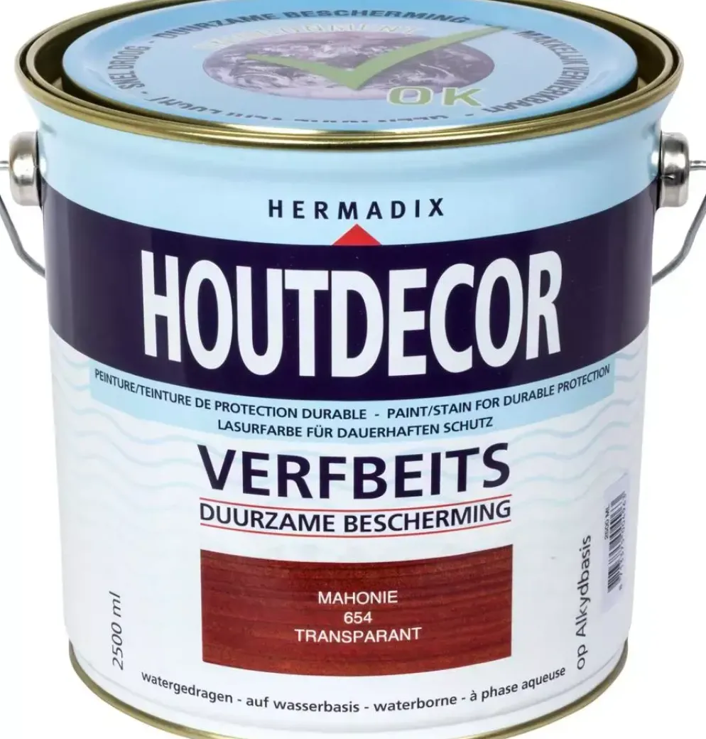 Hermadix houtdecor zijdeglans 2500 ml mahonie (654) transparant