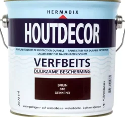 Hermadix houtdecor zijdeglans 2500 ml bruin (610) dekkend