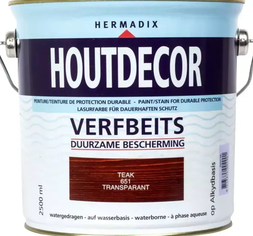 Hermadix houtdecor zijdeglans 2500 ml teak (651) transparant