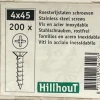 Hillhout Roestvrijstalen Schroeven - Ø4x45mm - 200 Stuks