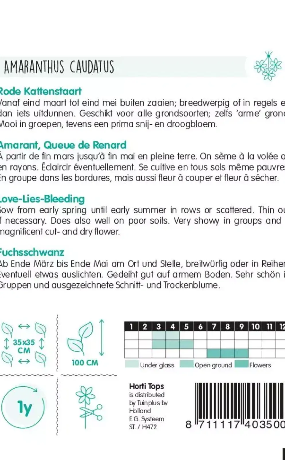 Horti tops zaden amaranthus, rode kattenstaart
