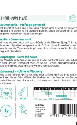 Horti tops zaden antirrhinum, leeuwenbekje half-hoge gemengd
