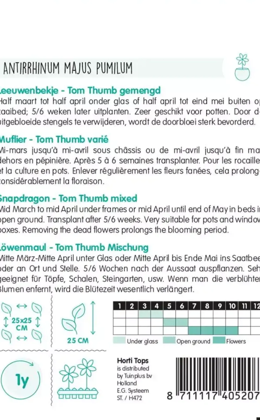 Horti tops zaden antirrhinum, leeuwenbekje tom thumb gemengd