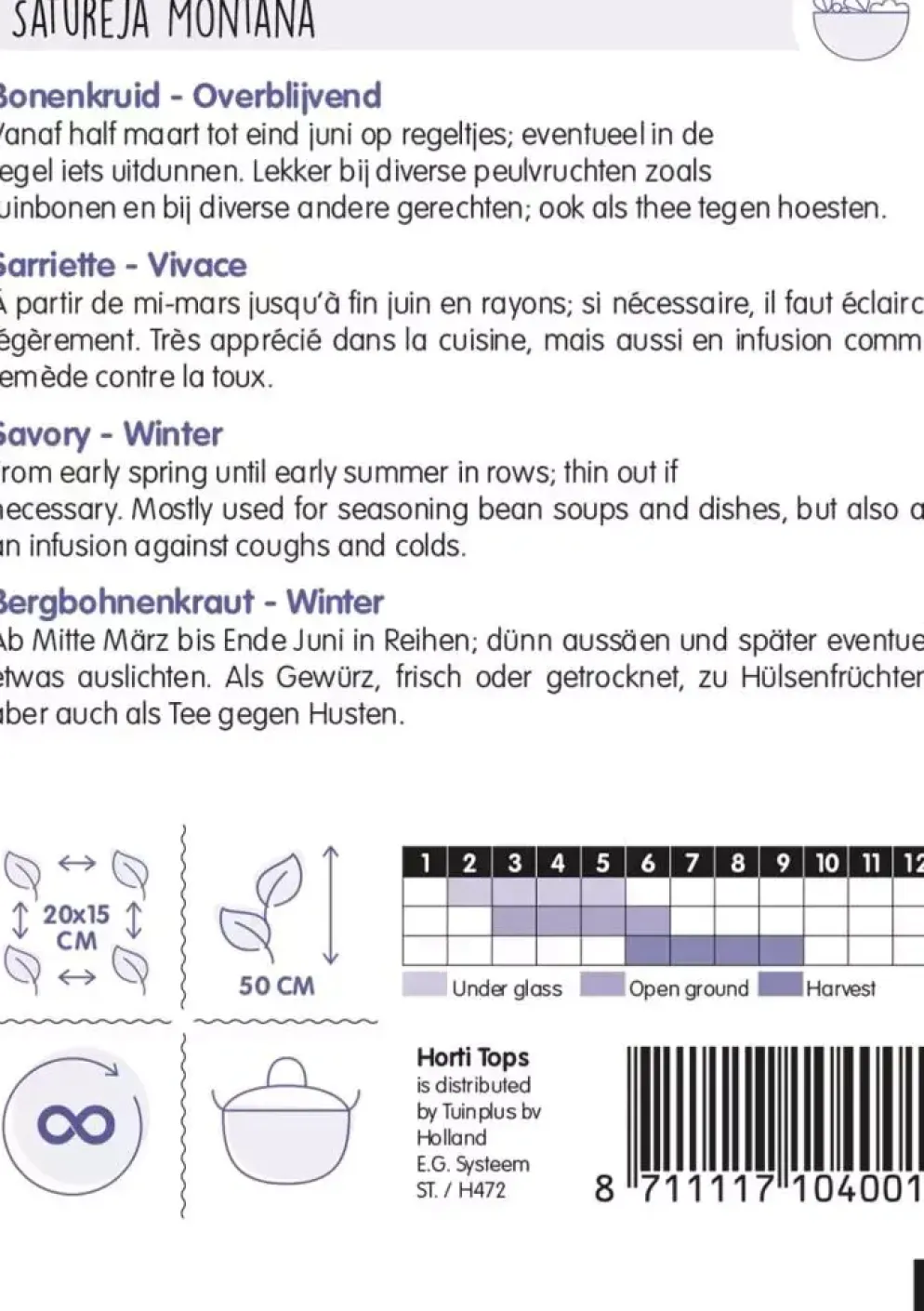 Horti tops zaden bonenkruid overblijvend