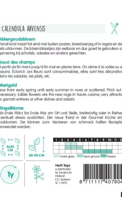 Horti tops zaden calendula arvensis, akkergoudsbloem