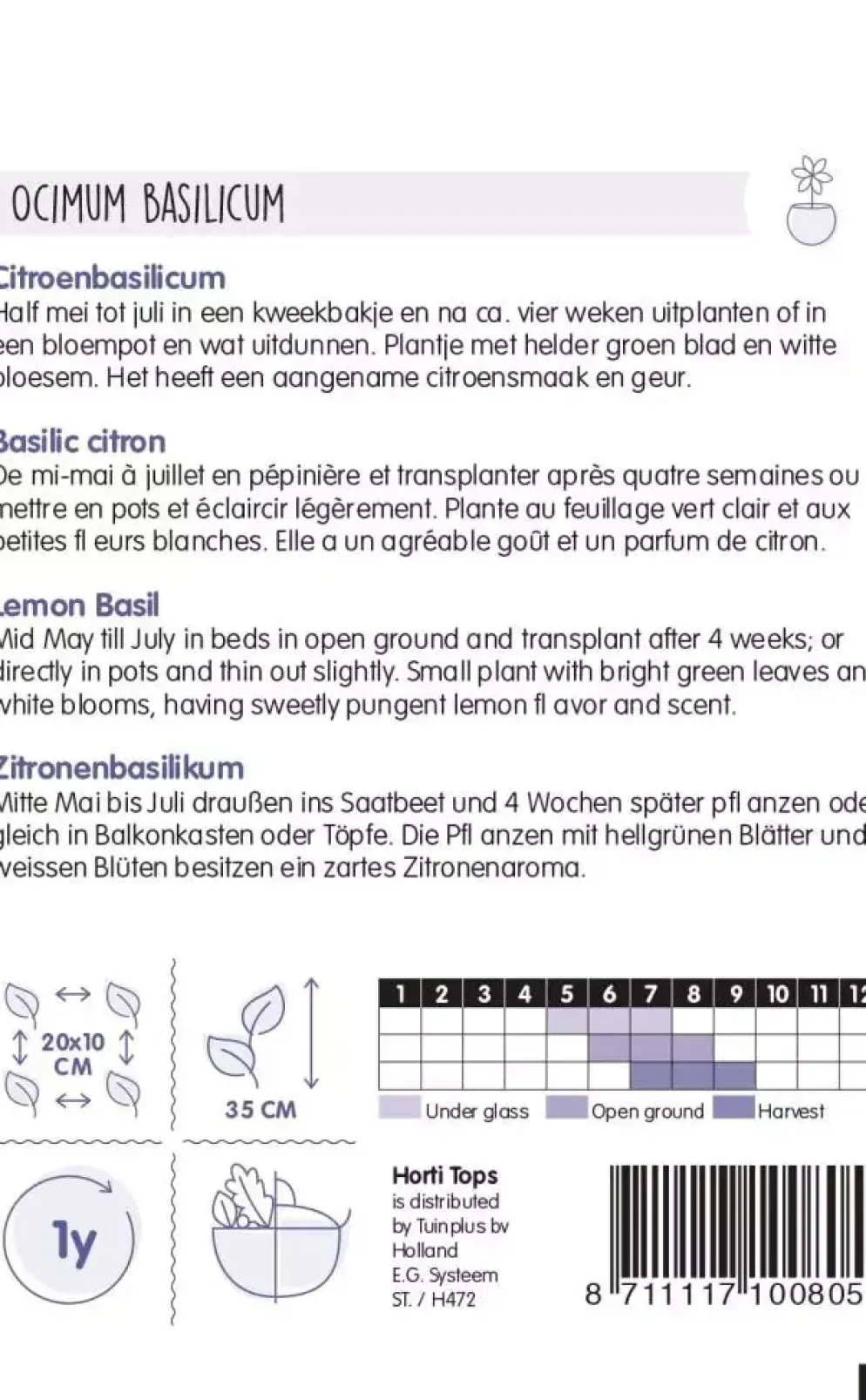 Horti tops zaden citroenbasilicum
