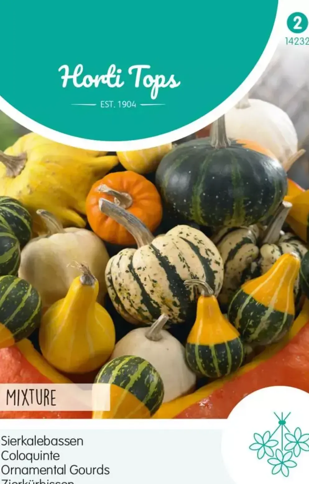 Horti tops zaden cucurbita, sierkalebas groot- en kleinvruchtig gemengd