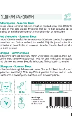Horti tops zaden Delphinium, Ridderspoor Summer Blues
