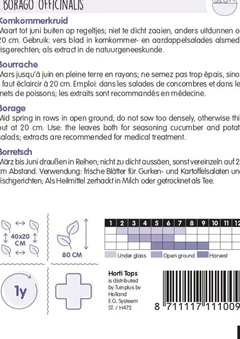 Horti tops zaden komkommerkruid borage