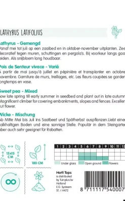 Horti tops zaden lathyrus, brede lathyrus gemengd