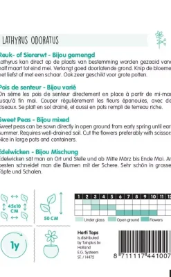 Horti tops zaden lathyrus, reuk- of siererwt bijou gemengd