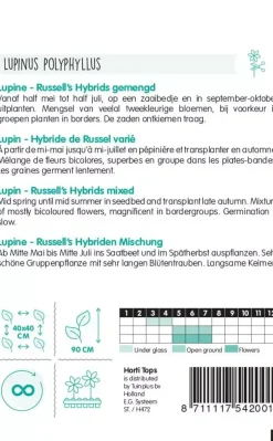 Horti tops zaden lupinus, Lupine russell's hybrids gemengd