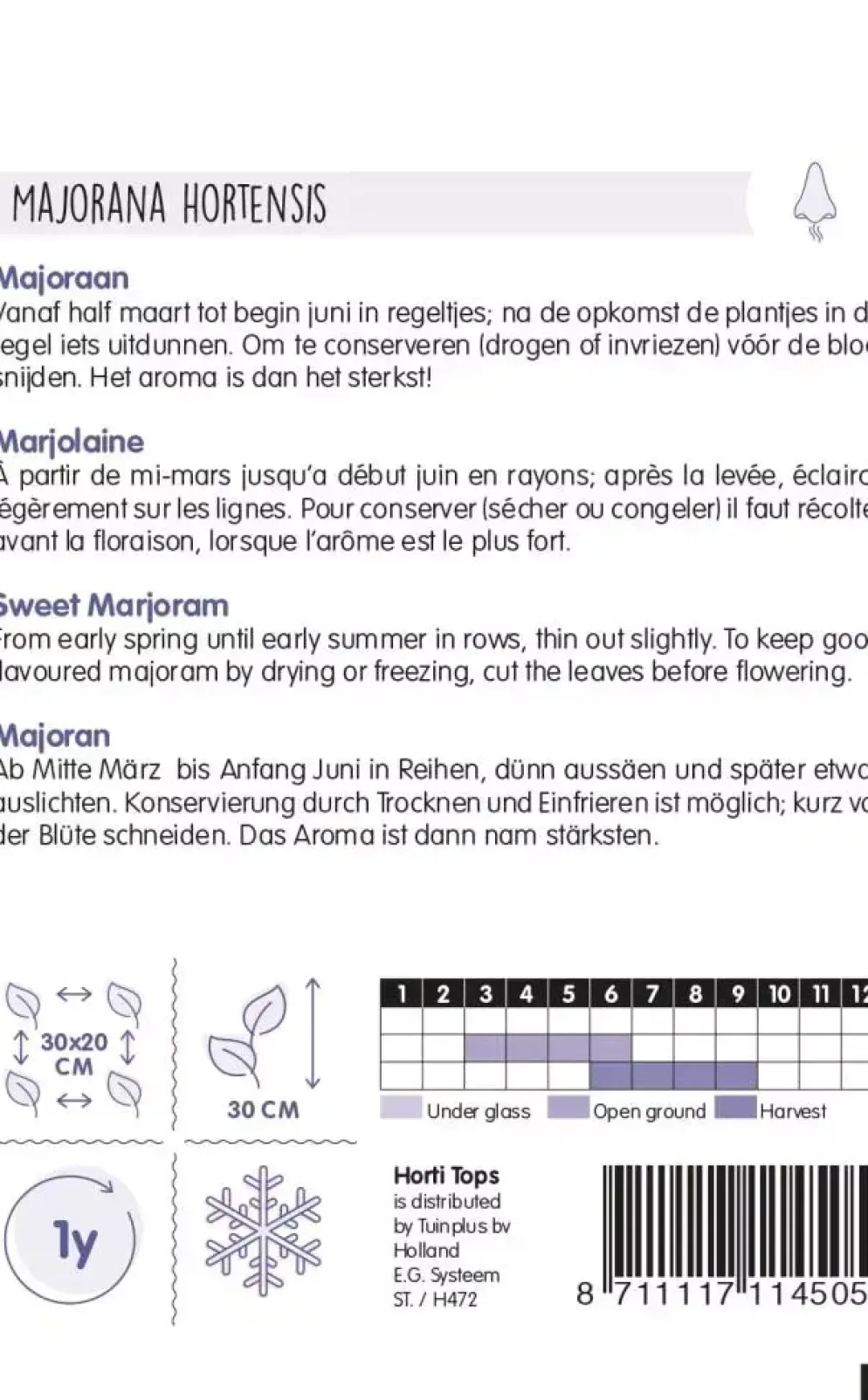 Horti tops zaden majoraan