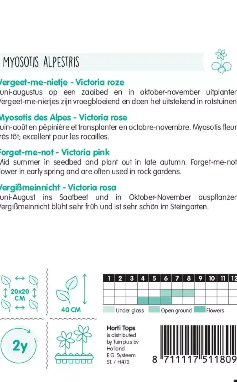 Horti tops zaden myosotis, vergeet-me-nietje victoria rose