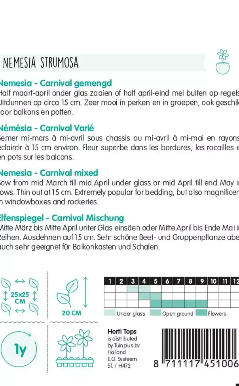 Horti tops zaden nemesia carnaval gemengd