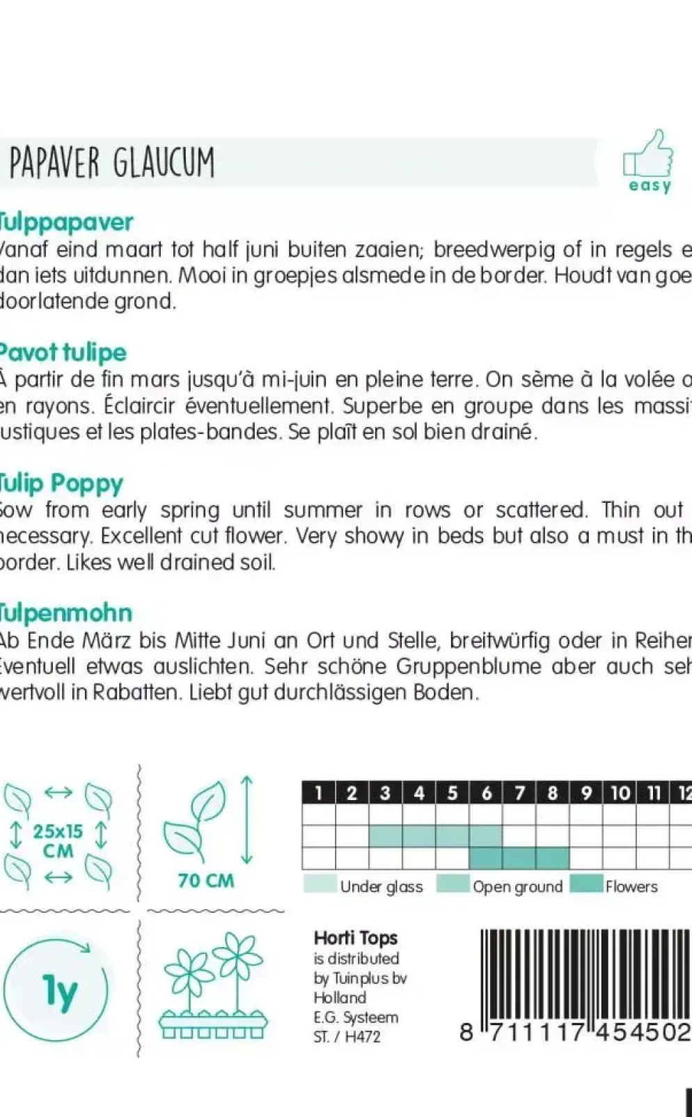 Horti tops zaden papaver, tulppapaver