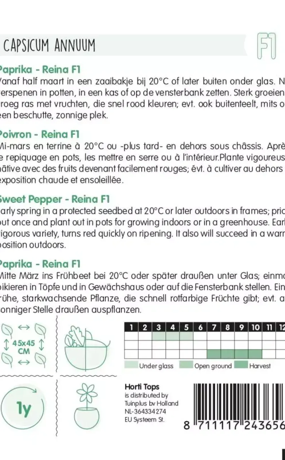 Horti tops zaden paprika reina