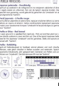 Horti tops zaden perilla, shiso paarsbladig