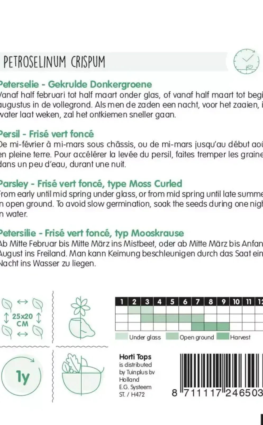 Horti tops zaden peterselie gekrulde donkergroene
