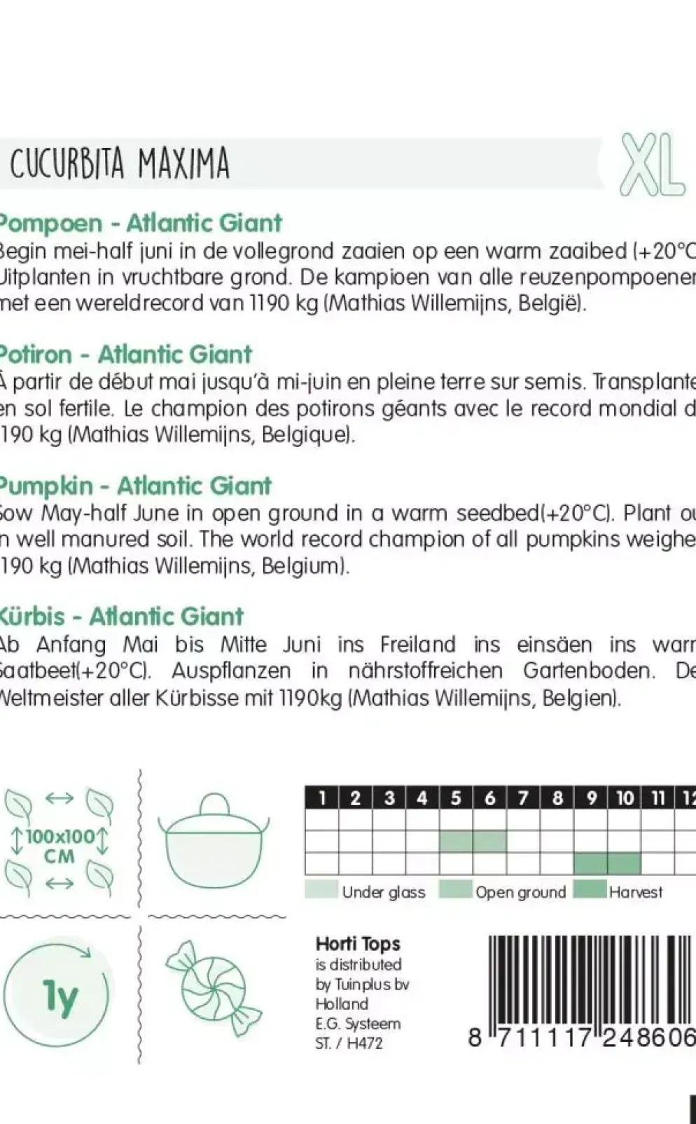 Horti tops zaden pompoenen atlantic giant