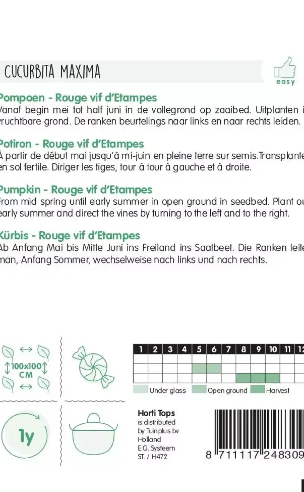 Horti tops zaden pompoenen rode van etampes