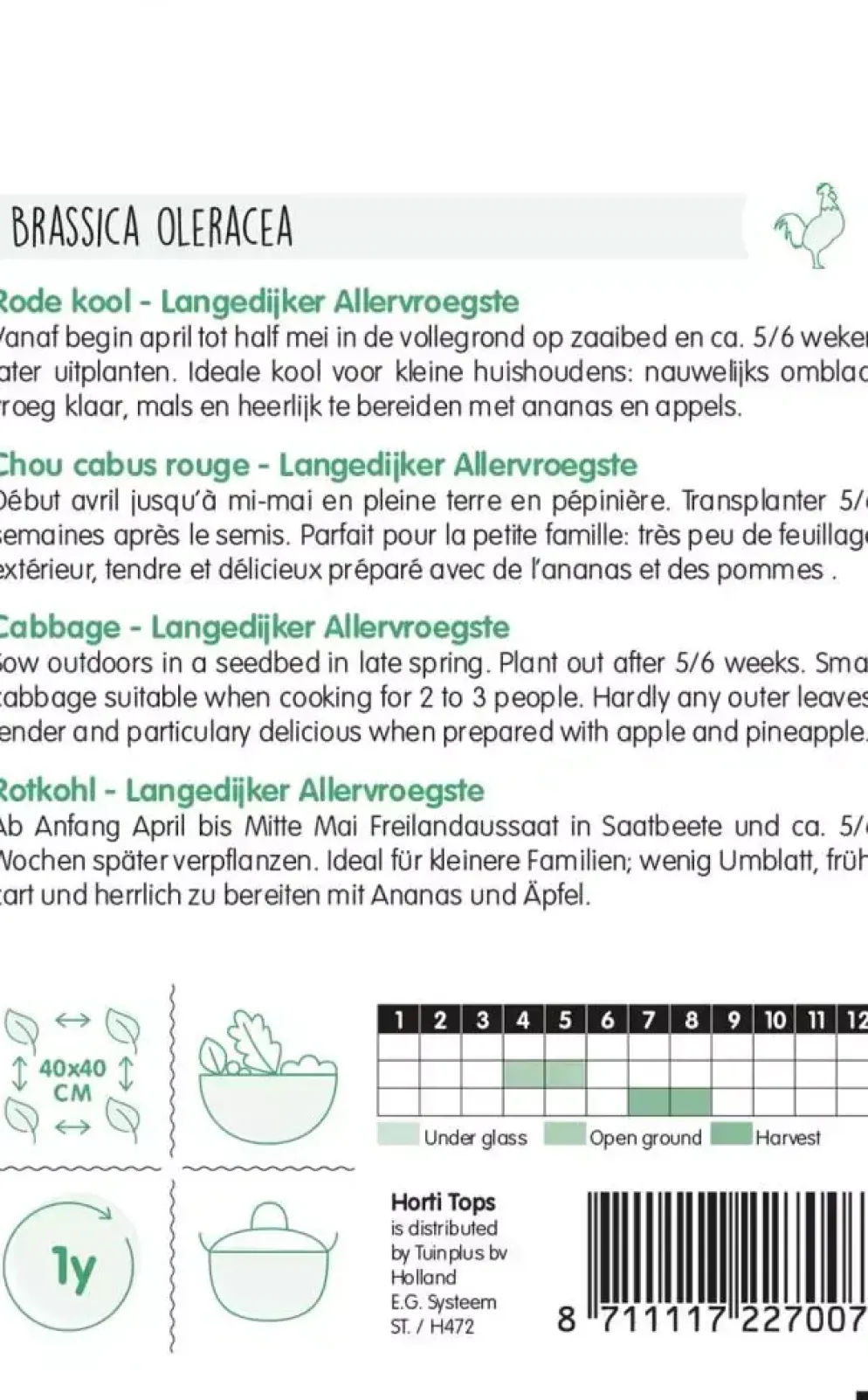 Horti tops zaden rodekool langedijker allervroegste