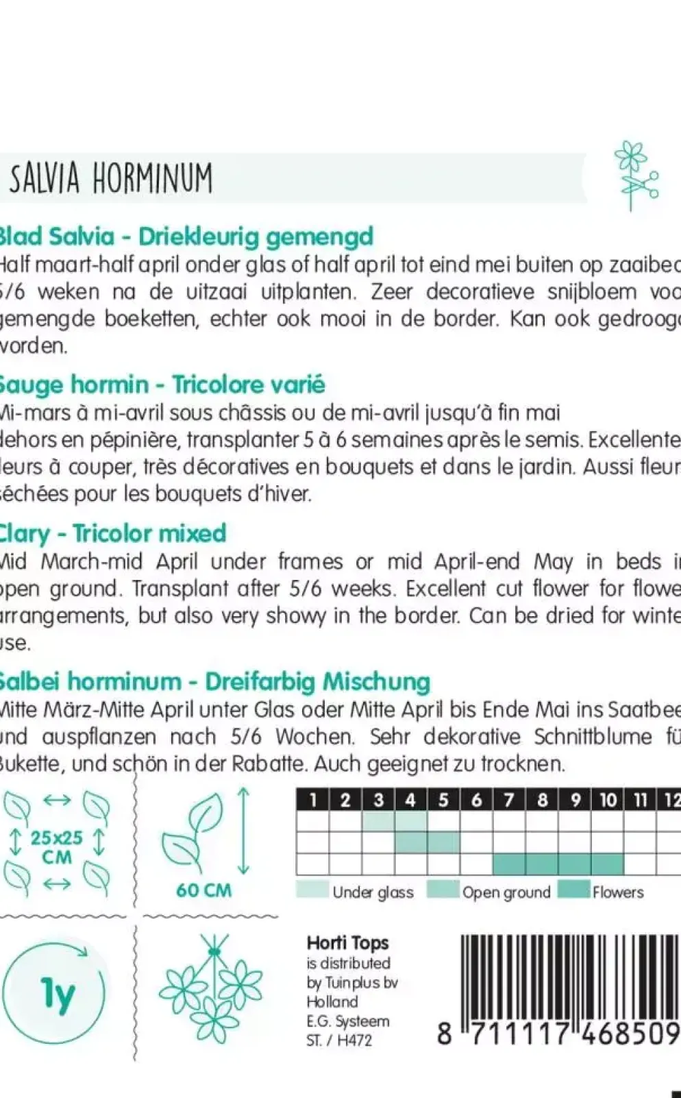 Horti tops zaden salvia, bladsalvia gemengd