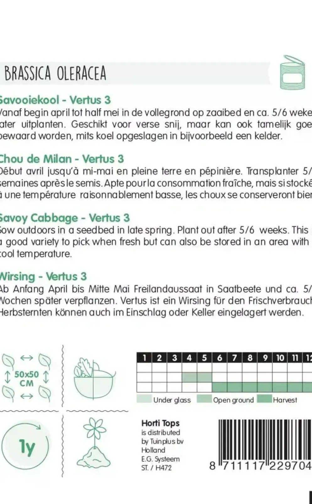 Horti tops zaden savooiekool vertus