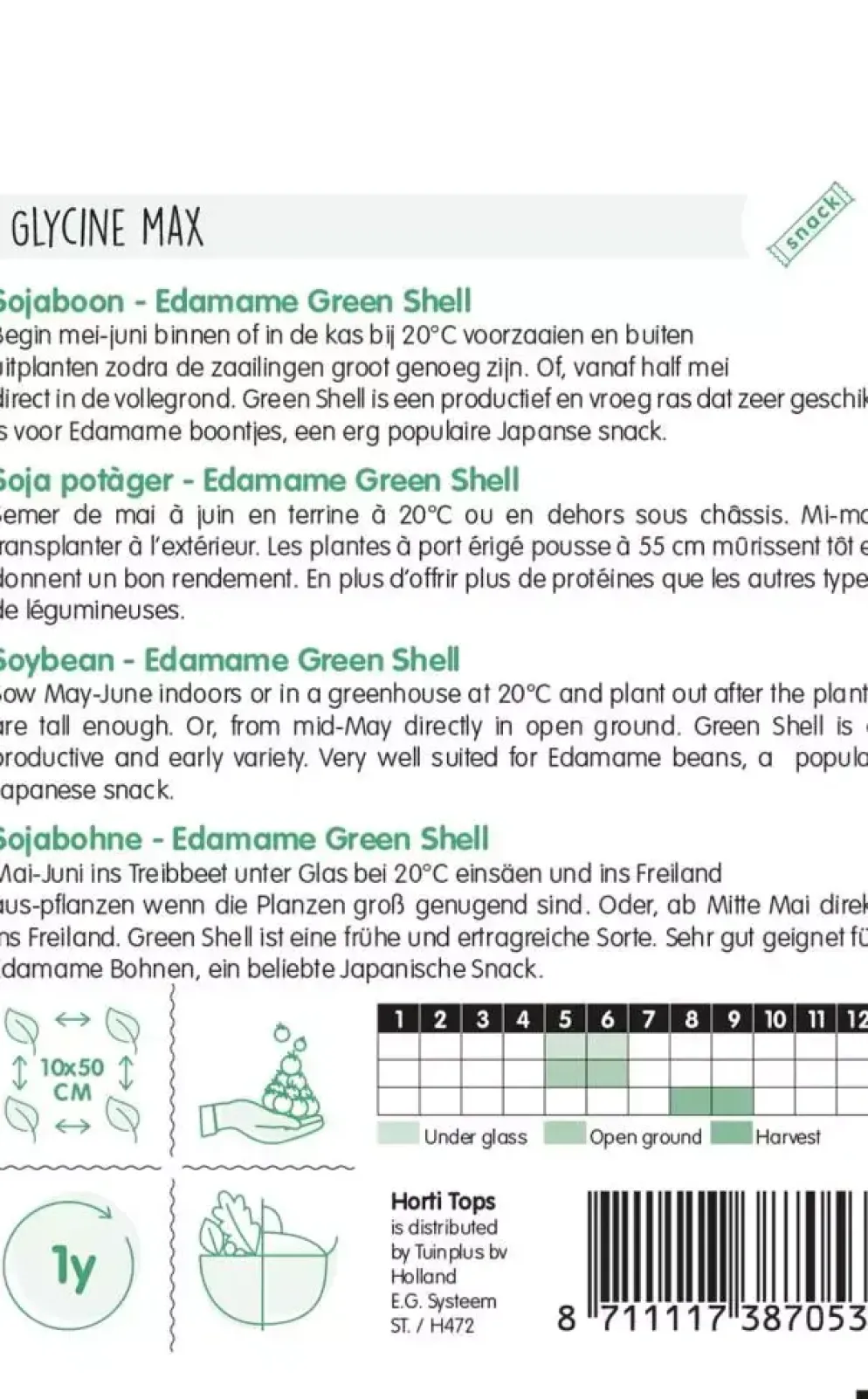 Horti tops zaden Sojabonen Edamame Green Shell 10 gram