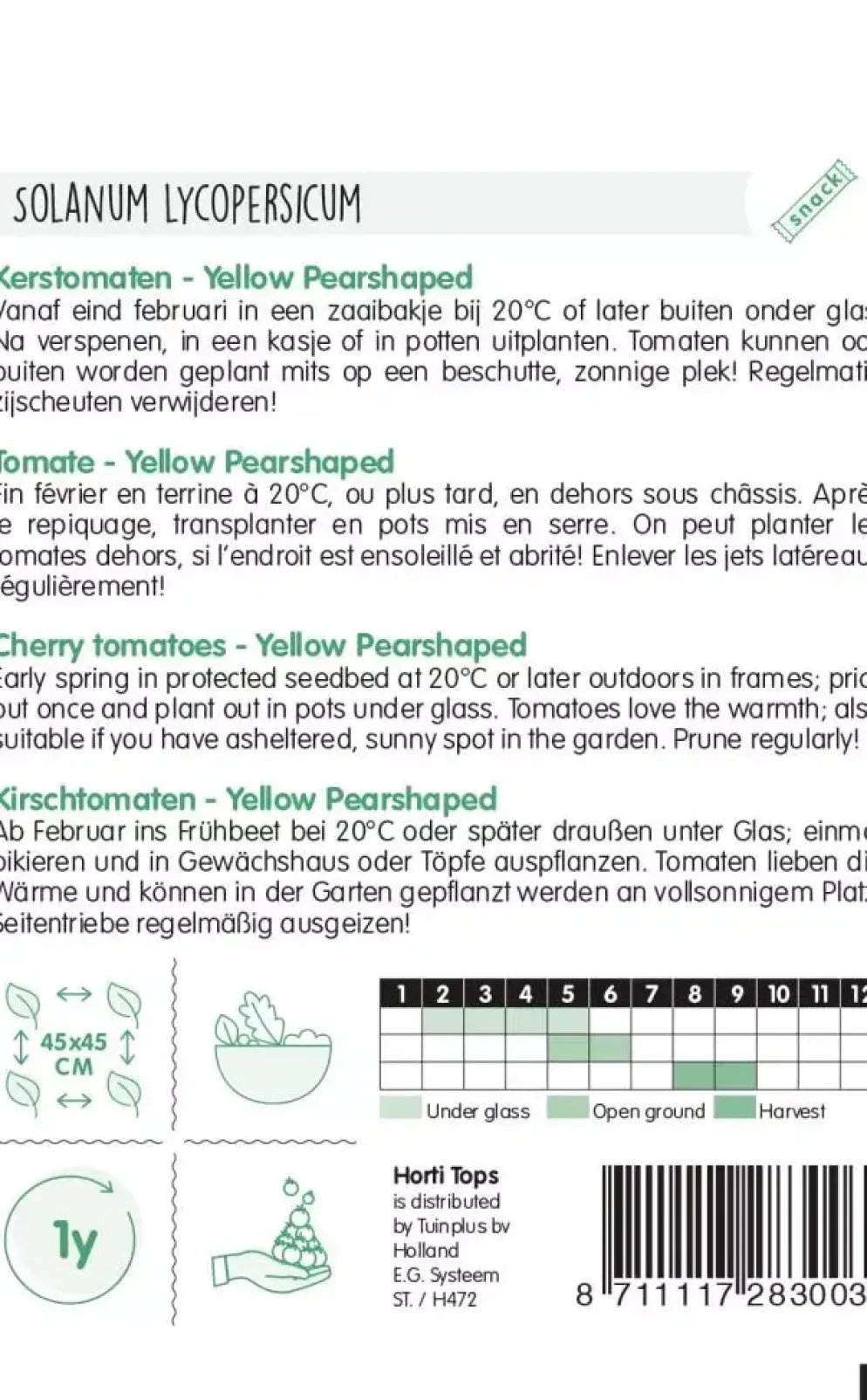 Horti tops zaden tomaten yellow pearshaped