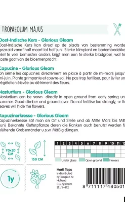Horti tops zaden tropaeolum, oost-indische kers glorious gleam