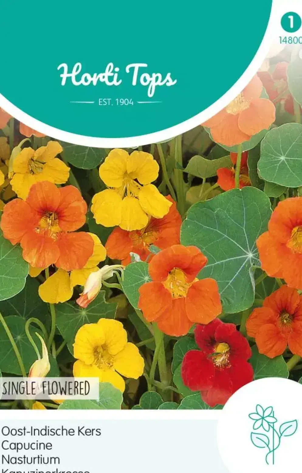 Horti tops zaden tropaeolum, oost-indische kers enkelbloemig gemengd