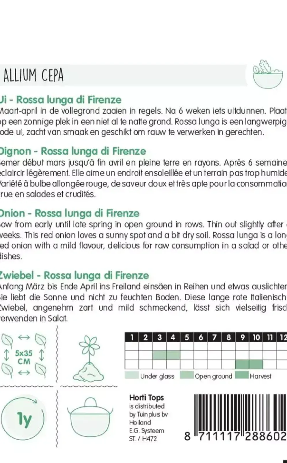 Horti tops zaden Uien Rossa lunga di Firenze