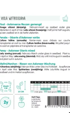 Horti tops zaden viola, viool aalsmeerse reuzen