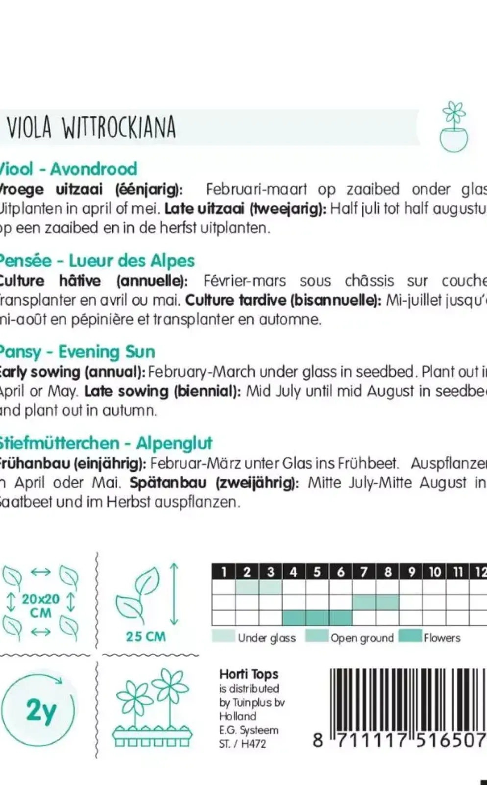 Horti tops zaden viola, viool avondrood
