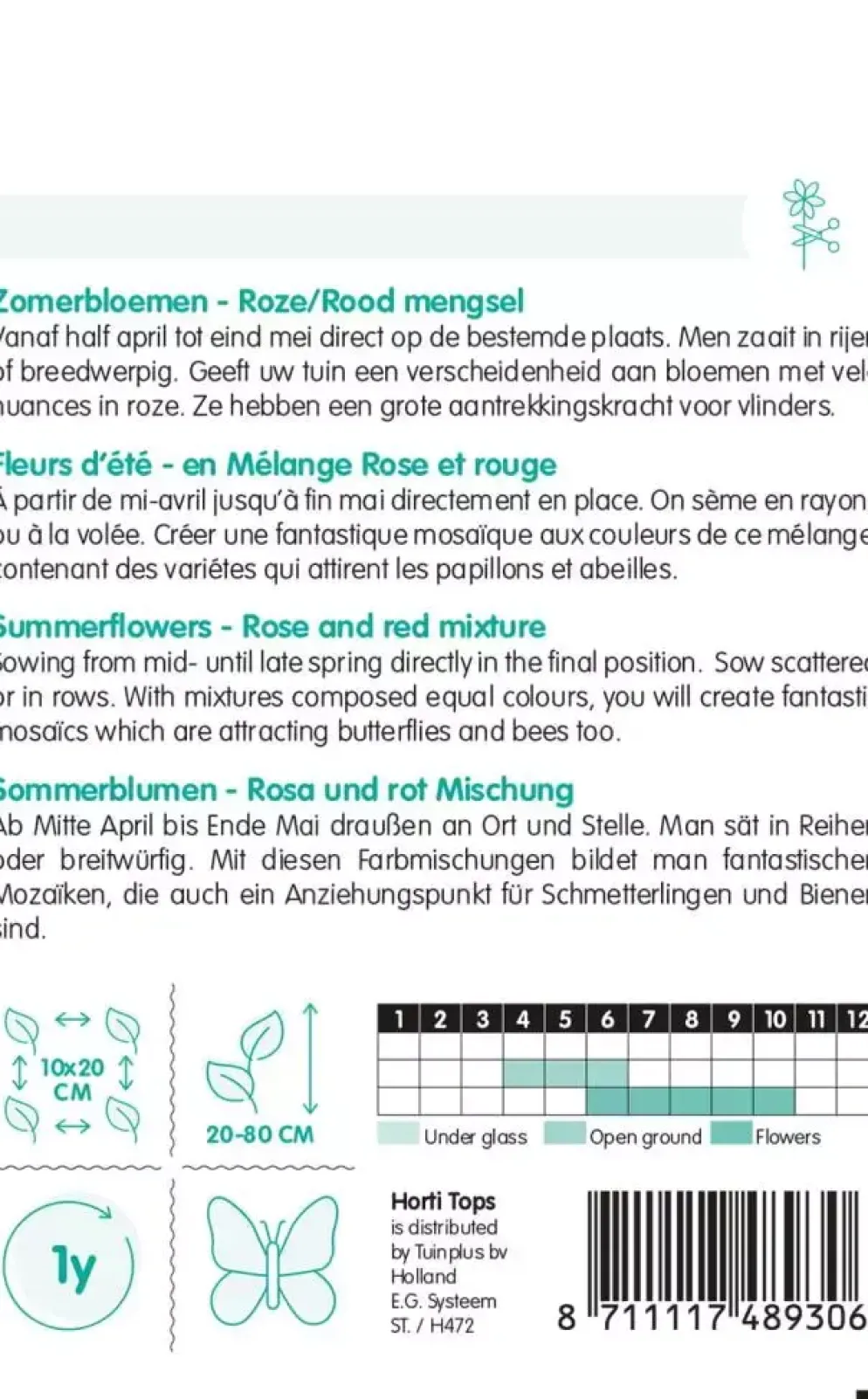Horti tops zaden zomerbloemen rose/rode tinten