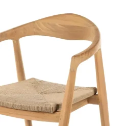 House of Mavi dining tuinstoel jala met gevlochten fiber zitting teak