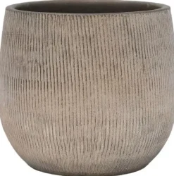 HS Potterie Miami bloempot keramiek 39x36cm grijs, bruin