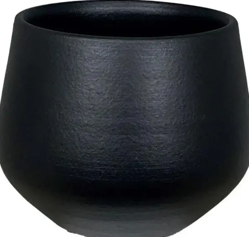 HS Potterie Petra bloempot keramiek 39x35cm zwart