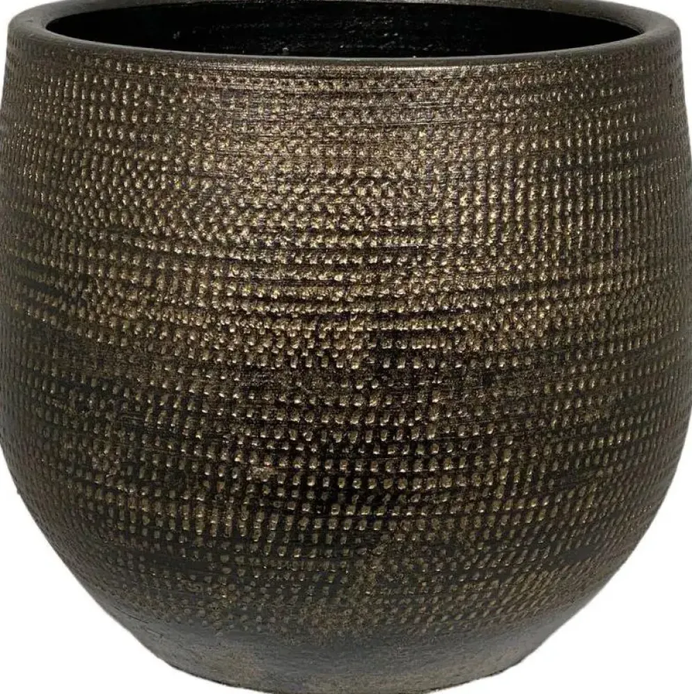 HS Potterie Tokio bloempot keramiek 14x12cm goud
