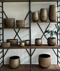 HS Potterie vaas keramiek miami 29x50cm goud