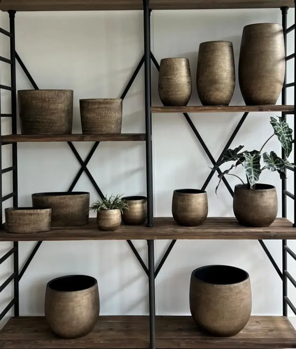 HS Potterie vaas keramiek miami 29x50cm goud